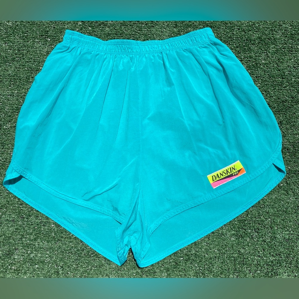 VTG 80’s Danskin Vibrant Teal Sprinter Run Short Shorts Women’s Small USA Made
